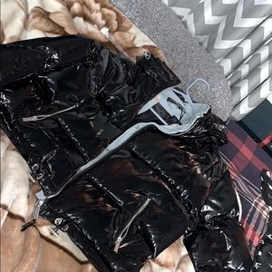 MANIÉRE DE VOIR DENIM AND HIGH SHINE PUFFER JACKET